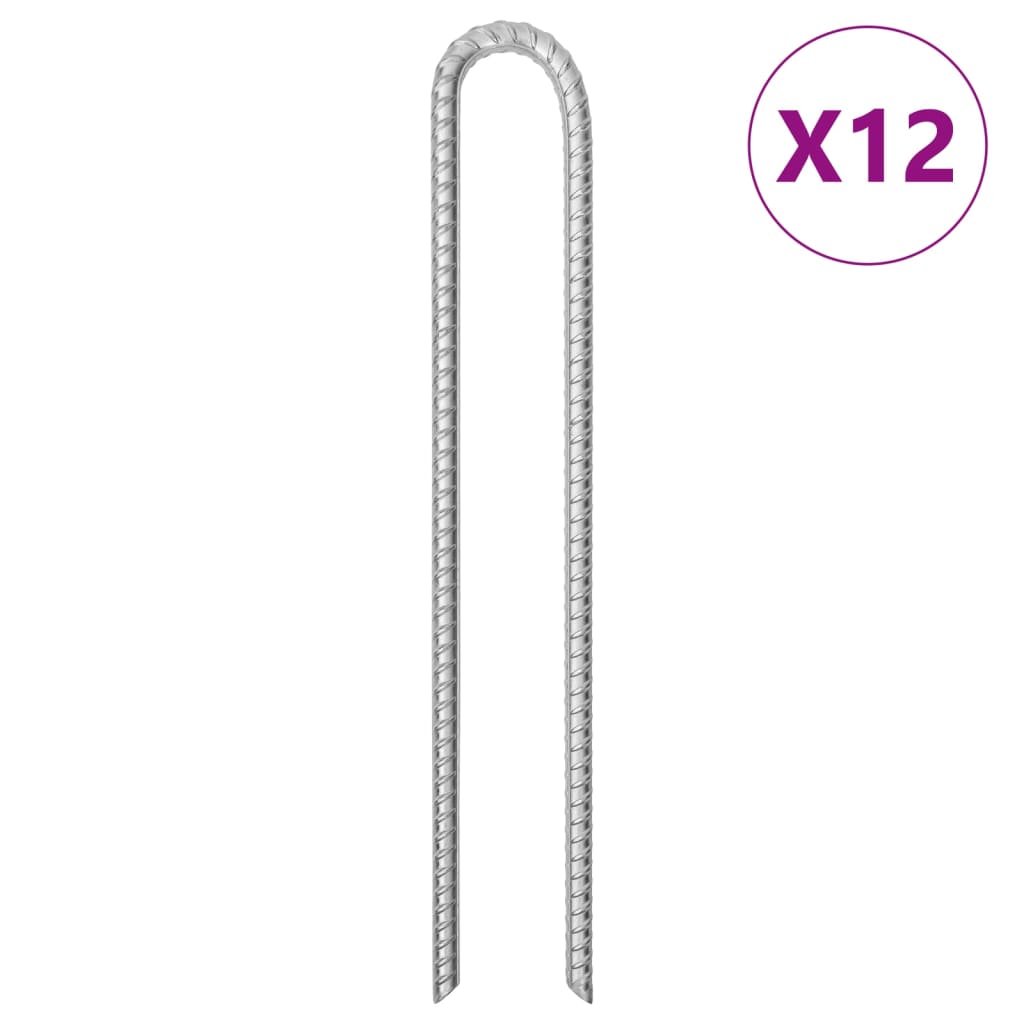 Vidaxl tent pegs 12 pcs u-shaped Ø12 mm 41.5 cm galvanized steel