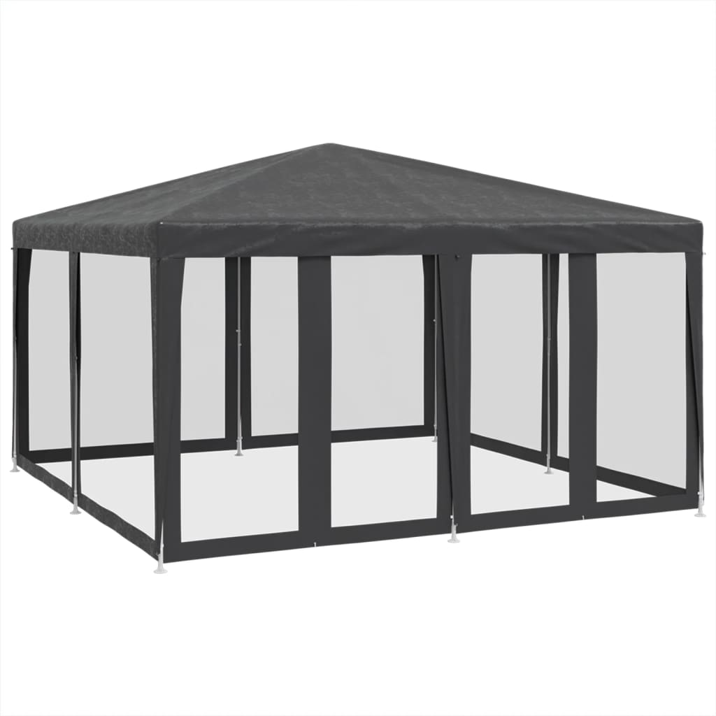 Vidaxl Partei Zelt mat 8 Mesh Säit Maueren 4x4 m hdpe Anthracite -Colored