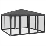 Vidaxl Partei Zelt mat 8 Mesh Säit Maueren 4x4 m hdpe Anthracite -Colored