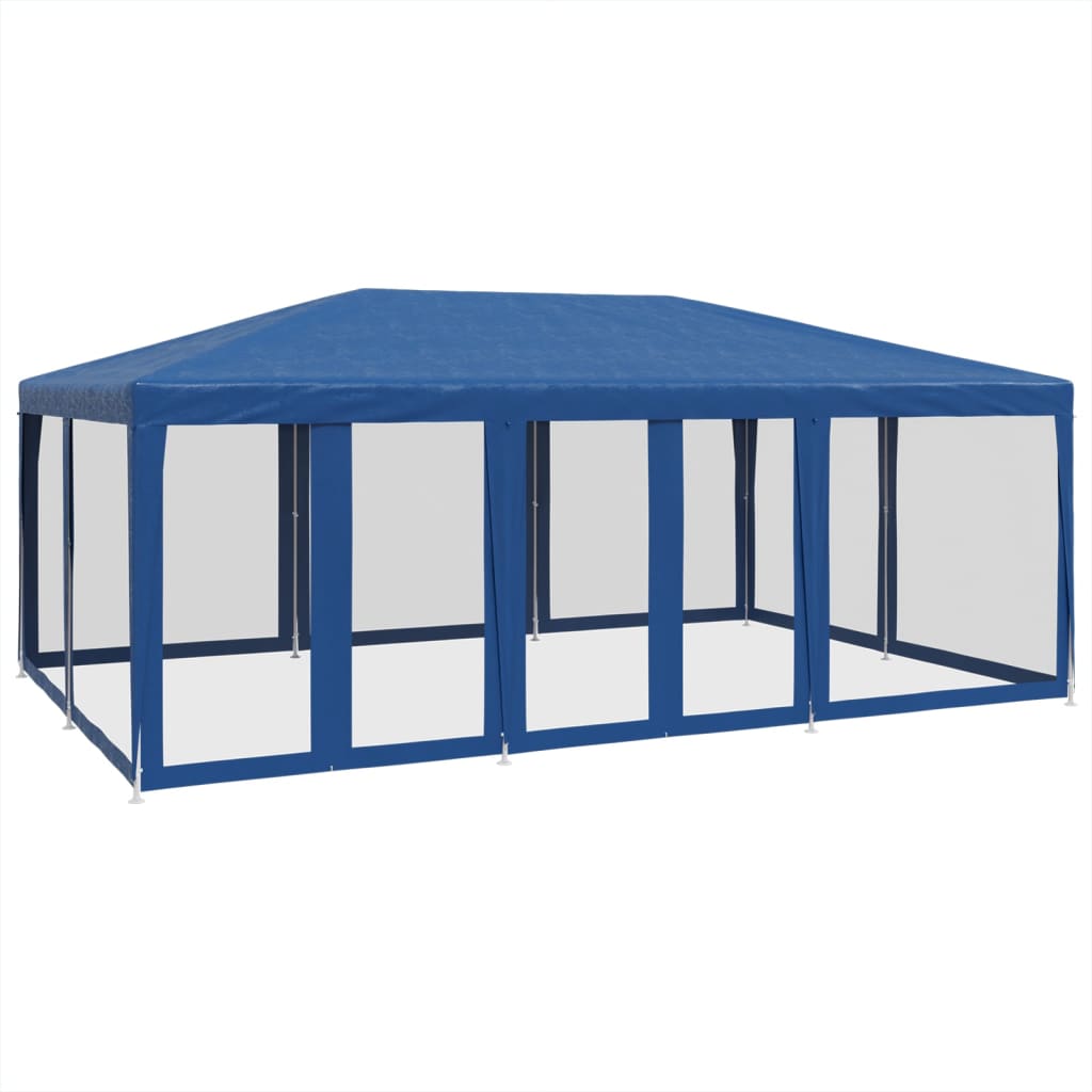 Vidaxl Party tent with 10 mesh side walls 6x4 m hdpe blue