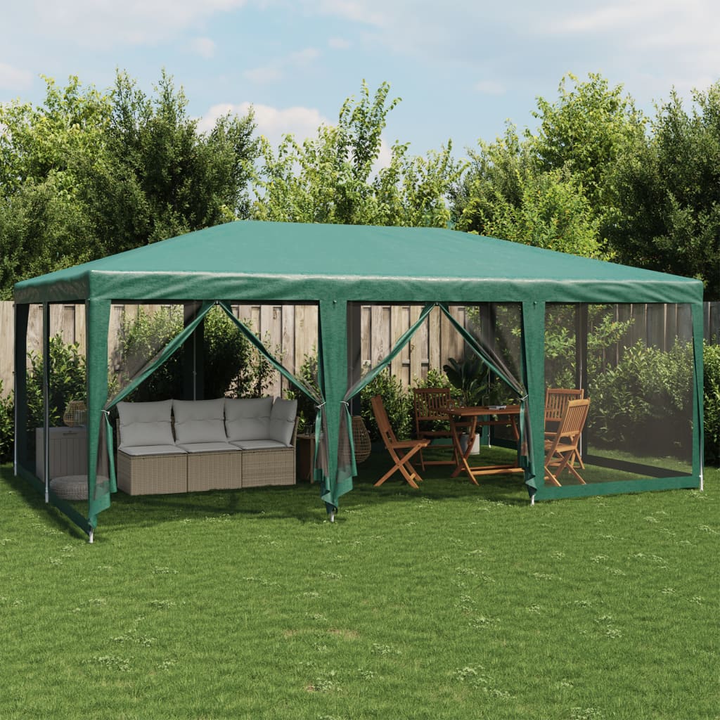 Vidaxl Party tent with 10 mesh side walls 6x4 m hdpe green