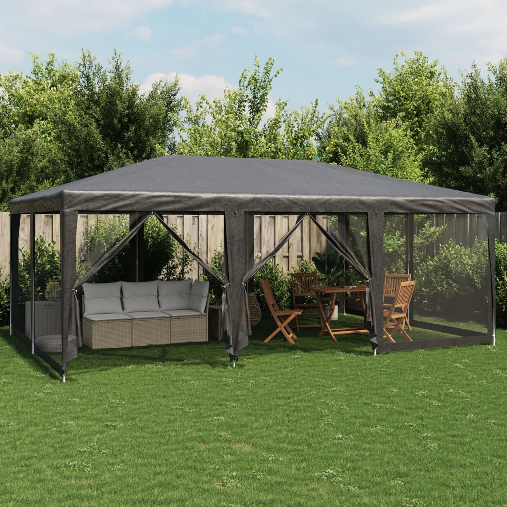 Vidaxl Party tent with 10 mesh side walls 6x4 m hdpe anthracite -colored