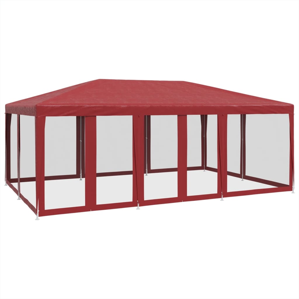 Stan Vidaxl Party s 10 bočními stěnami sítě 6x4 m HDPE červená