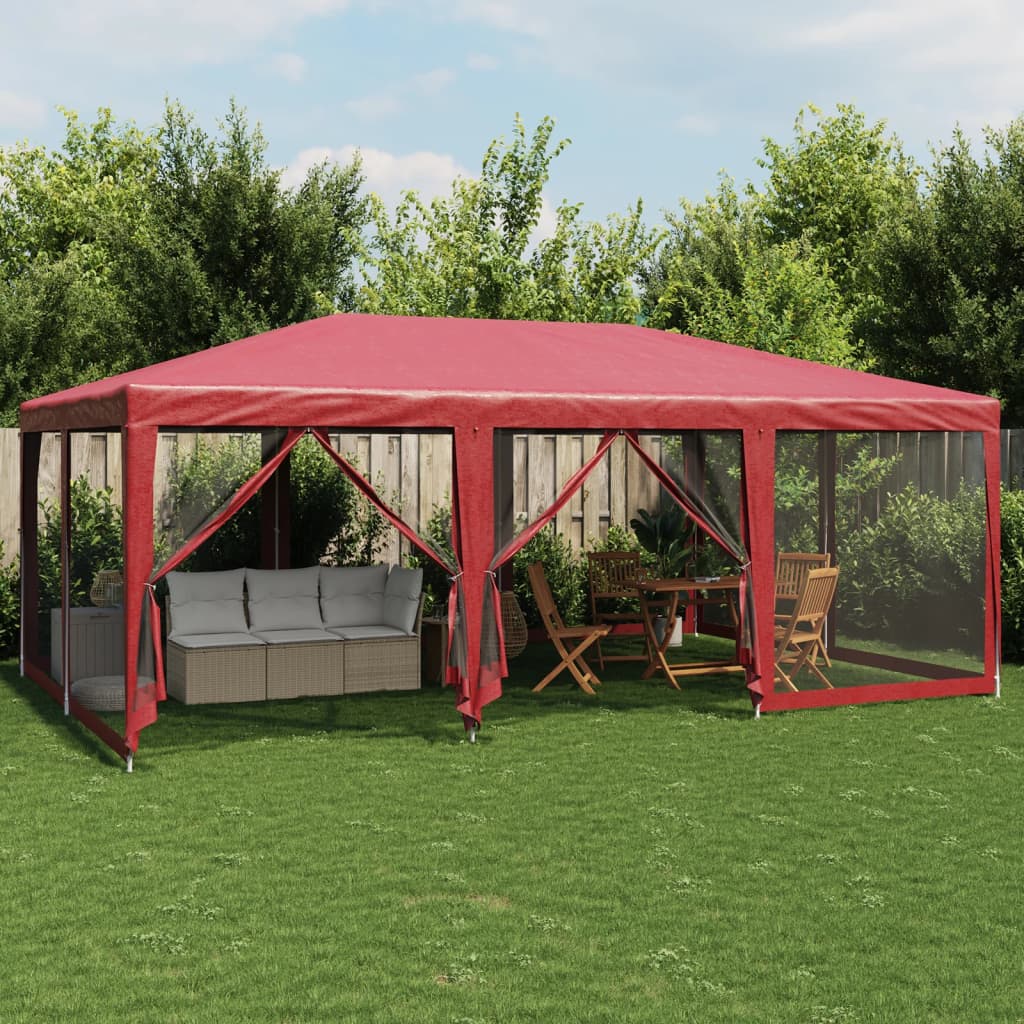 Stan Vidaxl Party s 10 bočními stěnami sítě 6x4 m HDPE červená