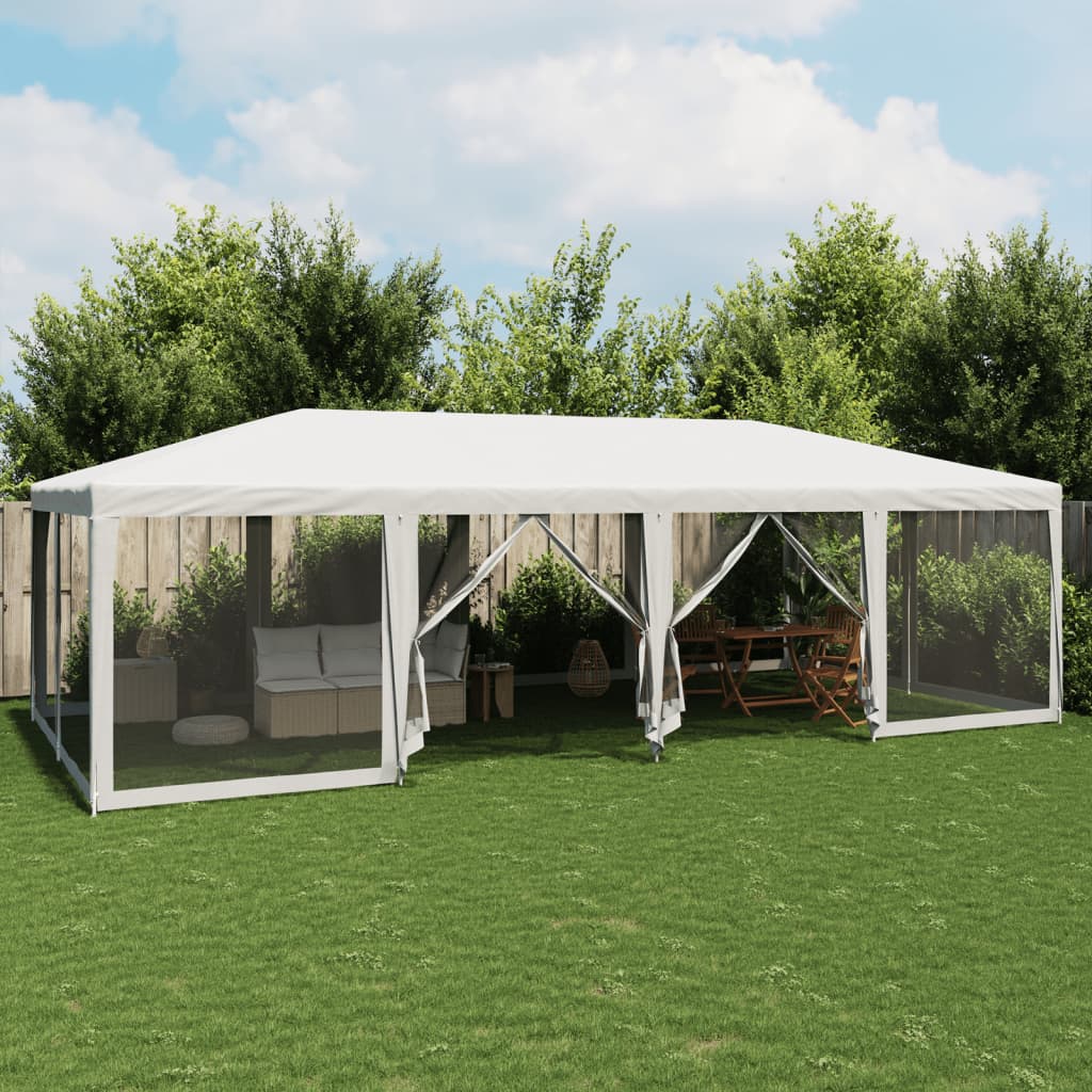 Vidaxl Party tent with 12 mesh side walls 8x4 m hdpe white