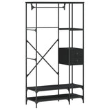 Vidaxl clothes rack with shelves processed wood black