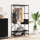 Vidaxl clothes rack with shelves processed wood black