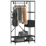 Vidaxl clothes rack with shelves processed wood black