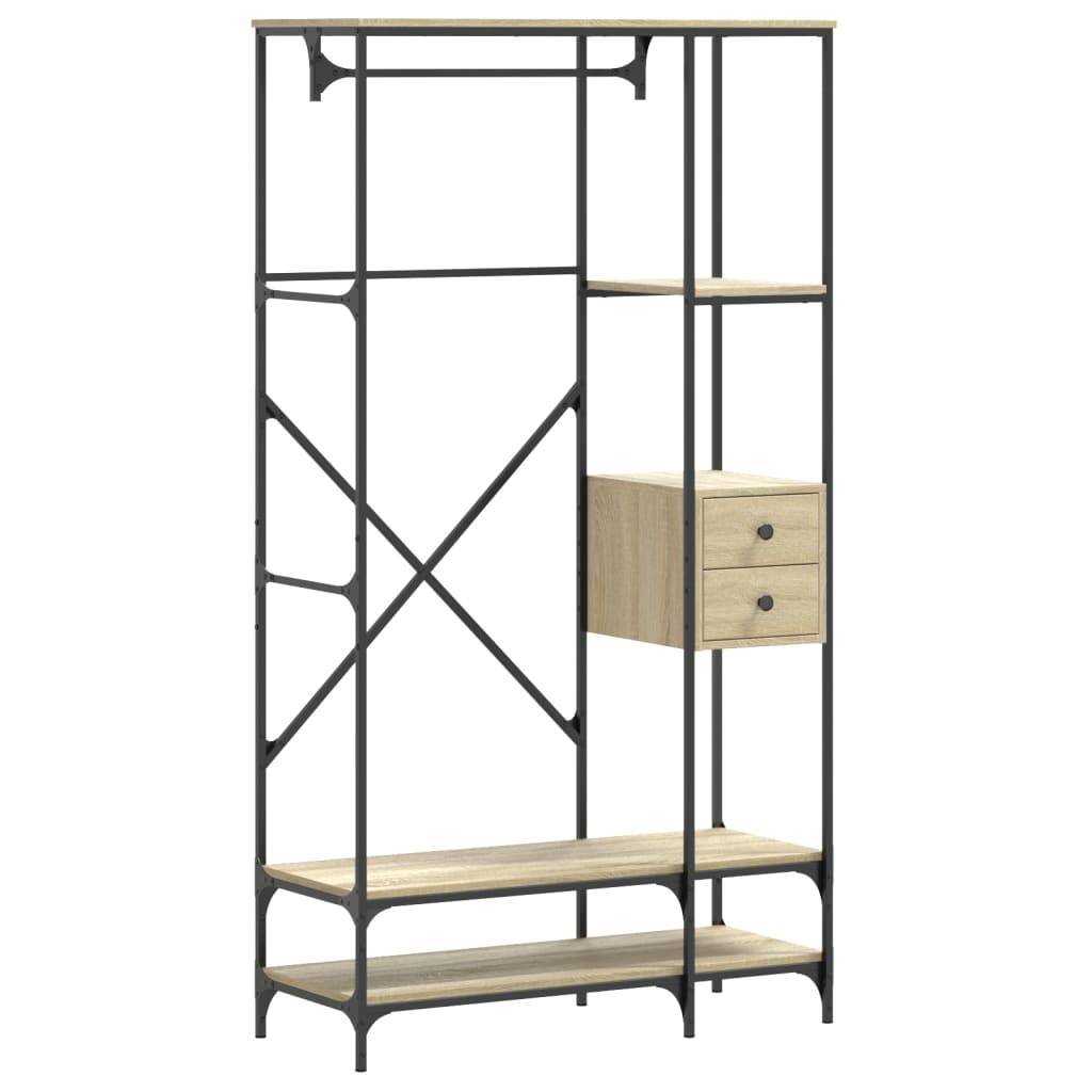 Vidaxl clothes rack with shelves processed wood Sonoma oak -colored