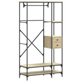 Vidaxl clothes rack with shelves processed wood Sonoma oak -colored