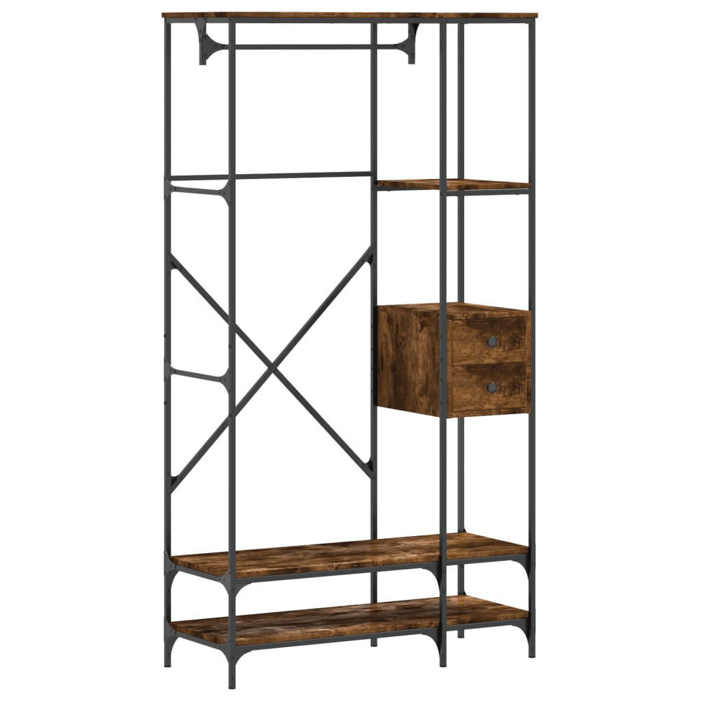 Vidaxl Clothing rack with shelves processed wood Smoked oak -colored