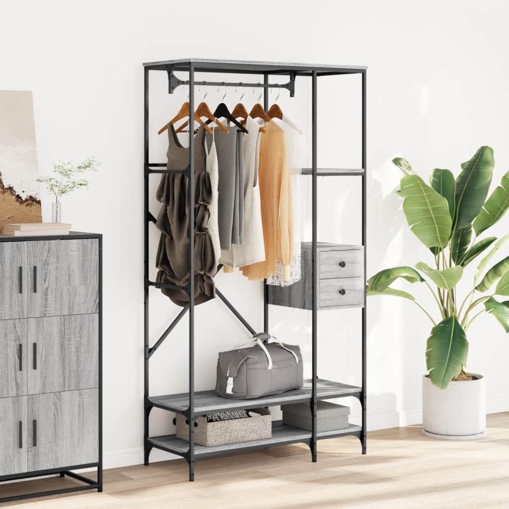Vidaxl Clothing rack with shelves processed wood gray Sonoma oak colored