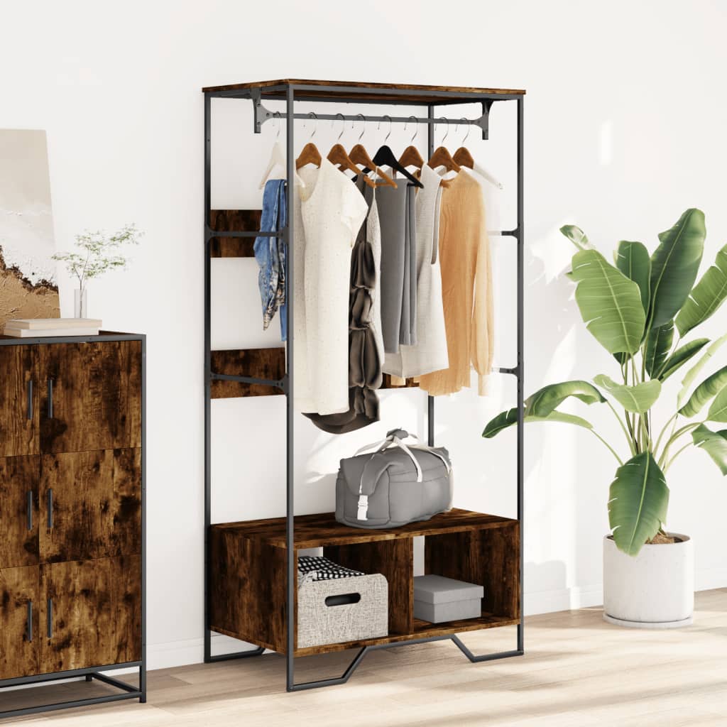 Vidaxl Wardrobe 90x50x180 cm Properted Wood Smoked Oak colored