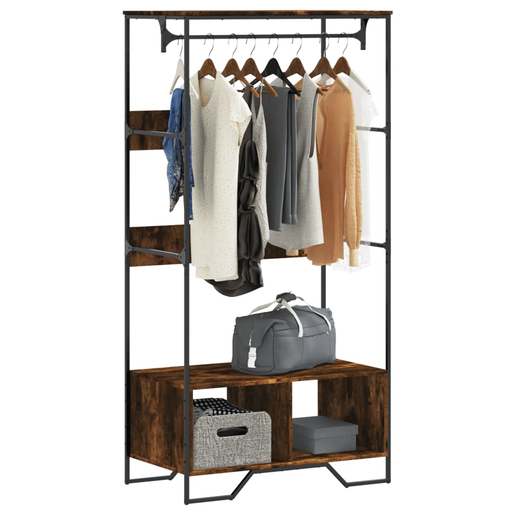 Vidaxl Wardrobe 90x50x180 cm Properted Wood Smoked Oak colored
