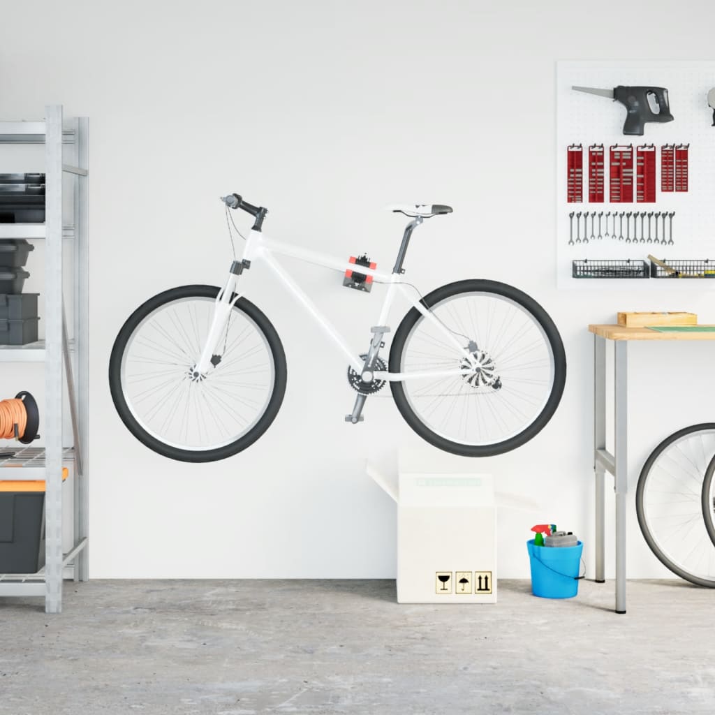 Vidaxl Fiets reparéieren Halter Klappbar Wall Montéierung rout a schwaarz Stol