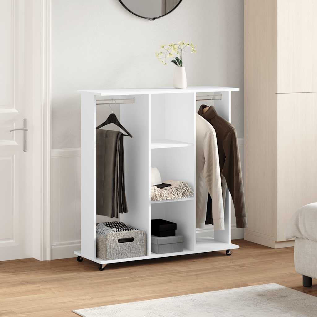 Vidaxl Wardrobe with wheels 102x38x110 cm Processed Wood White