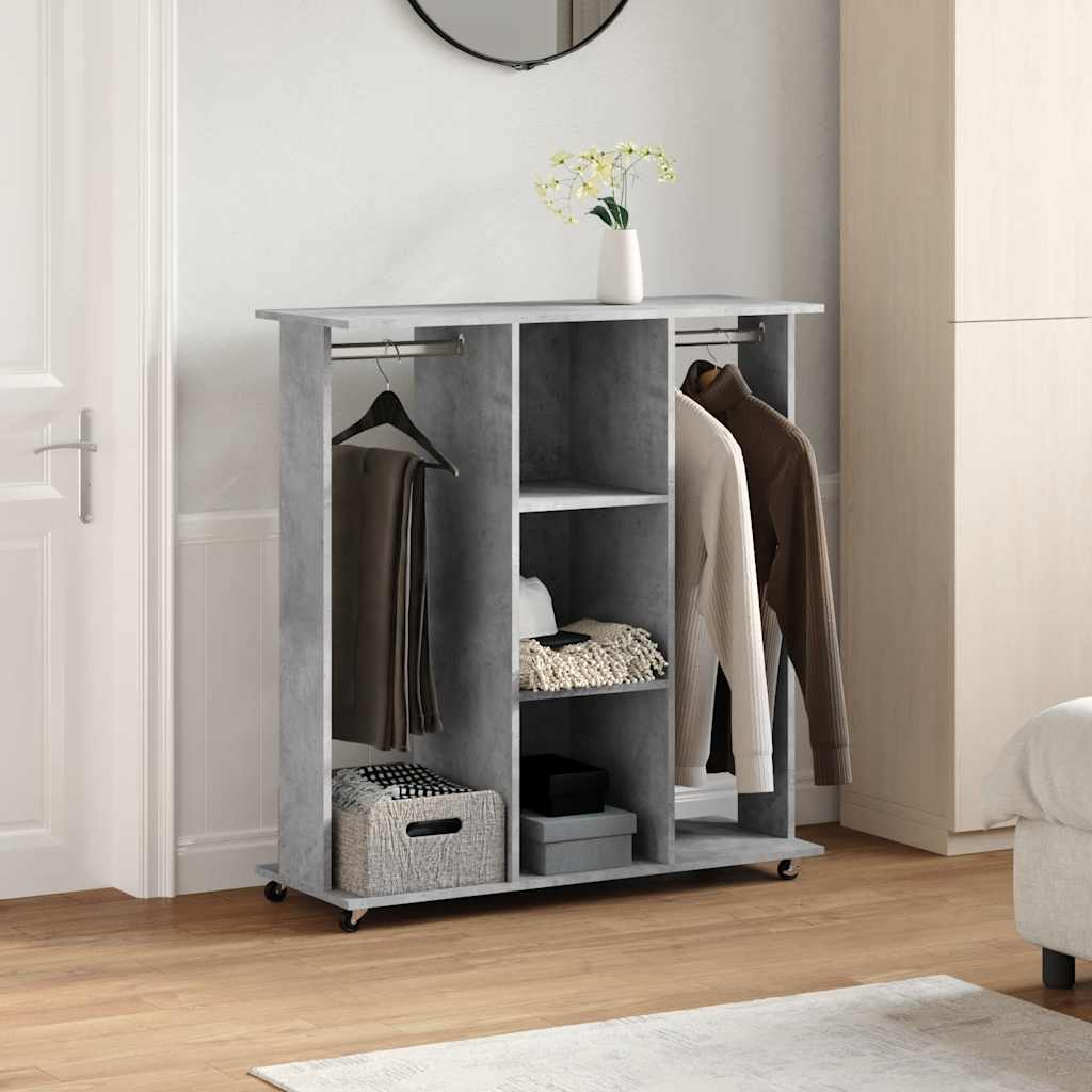 Vidaxl Wardrobe with wheels 102x38x110 cm Processed wood Betongrijs