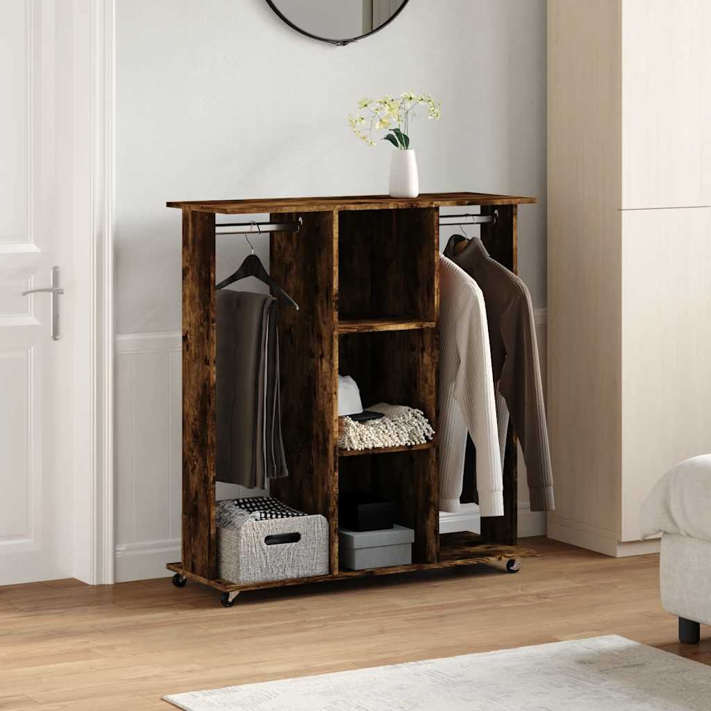 VidaXL Wardrobe with wheels 102x38x110 cm Properted Wood Smoked Oak