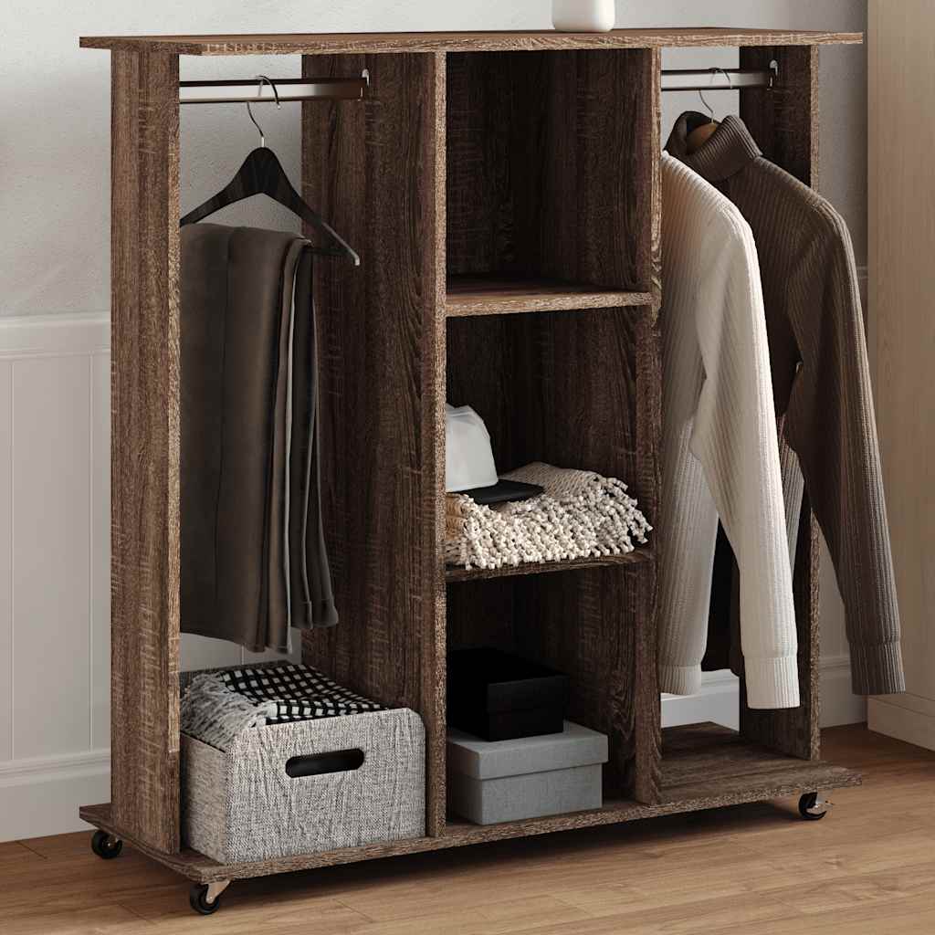Vidaxl Wardrobe with wheels 102x38x110 cm Properted wood brown oak