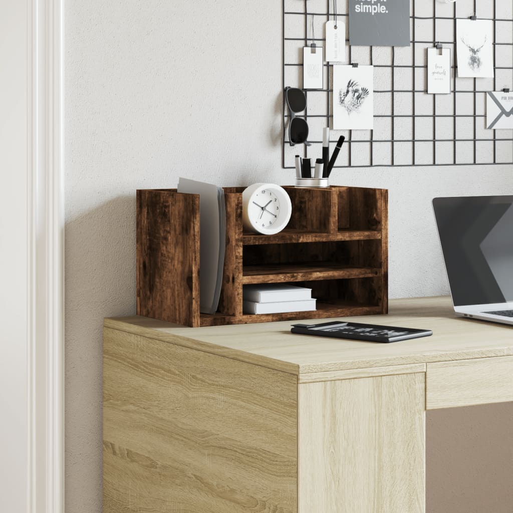 VidaXL Bureau Organizer 44.5x24x25 cm processed wood Smoked oak color