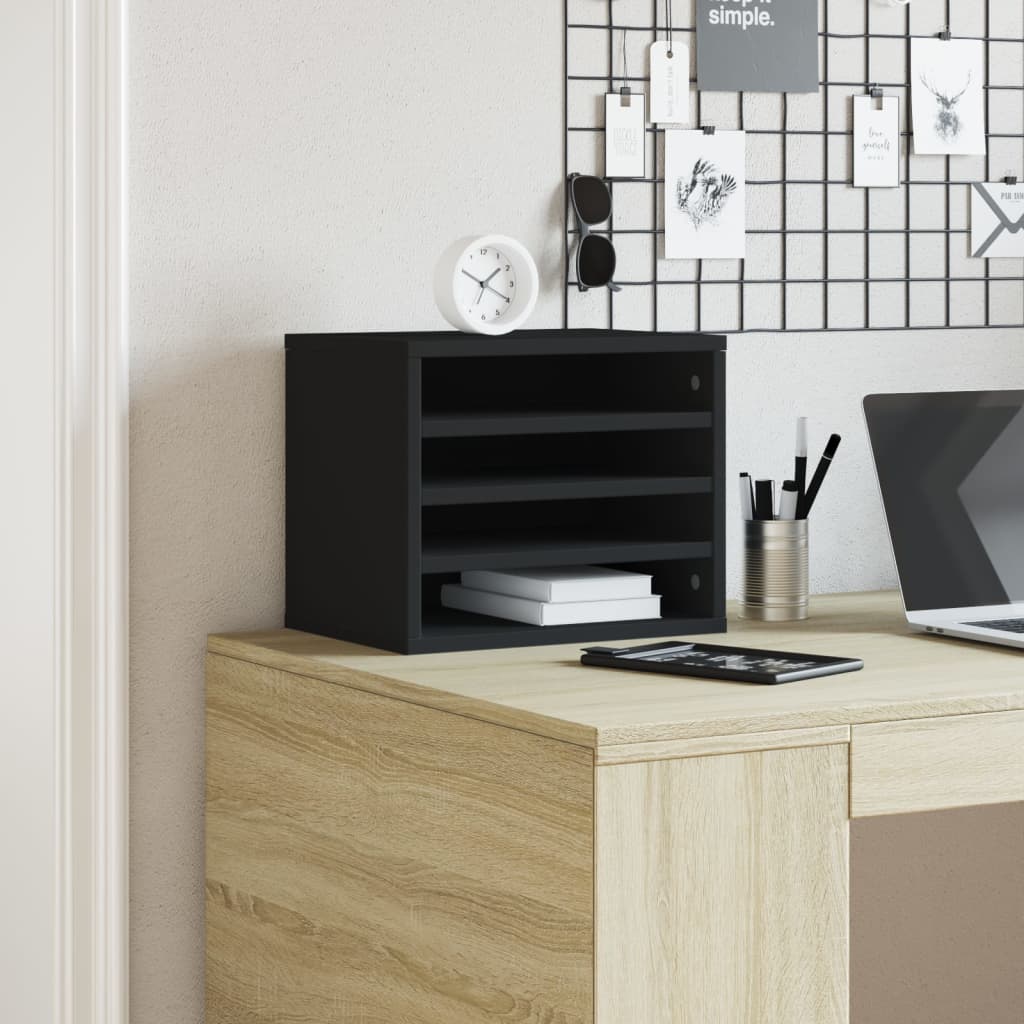 VidaXL Bureau Organizer 36x26x29.5 cm Processed Wood Black