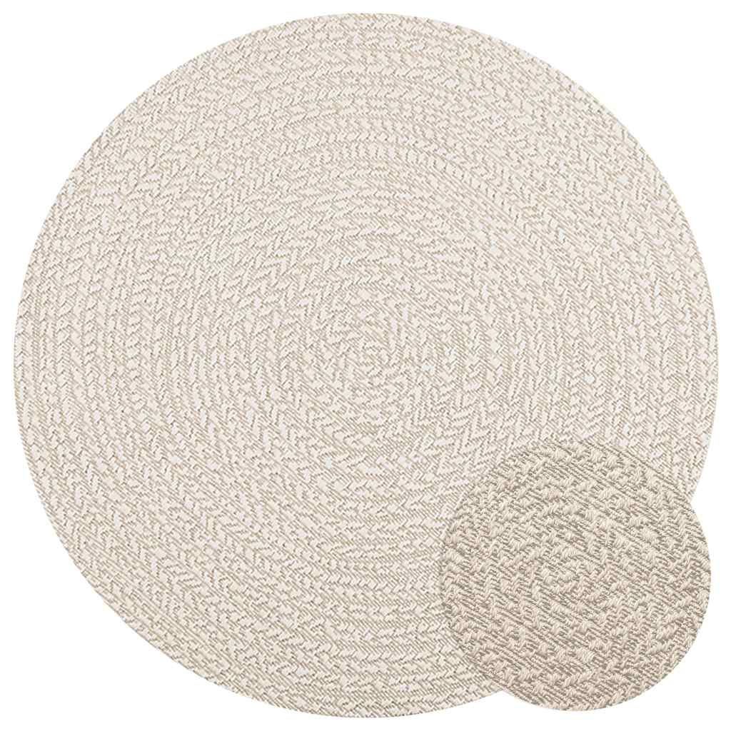Krema vidaxl preproga Zizur znotraj in zunaj Ø 120 cm jute videz