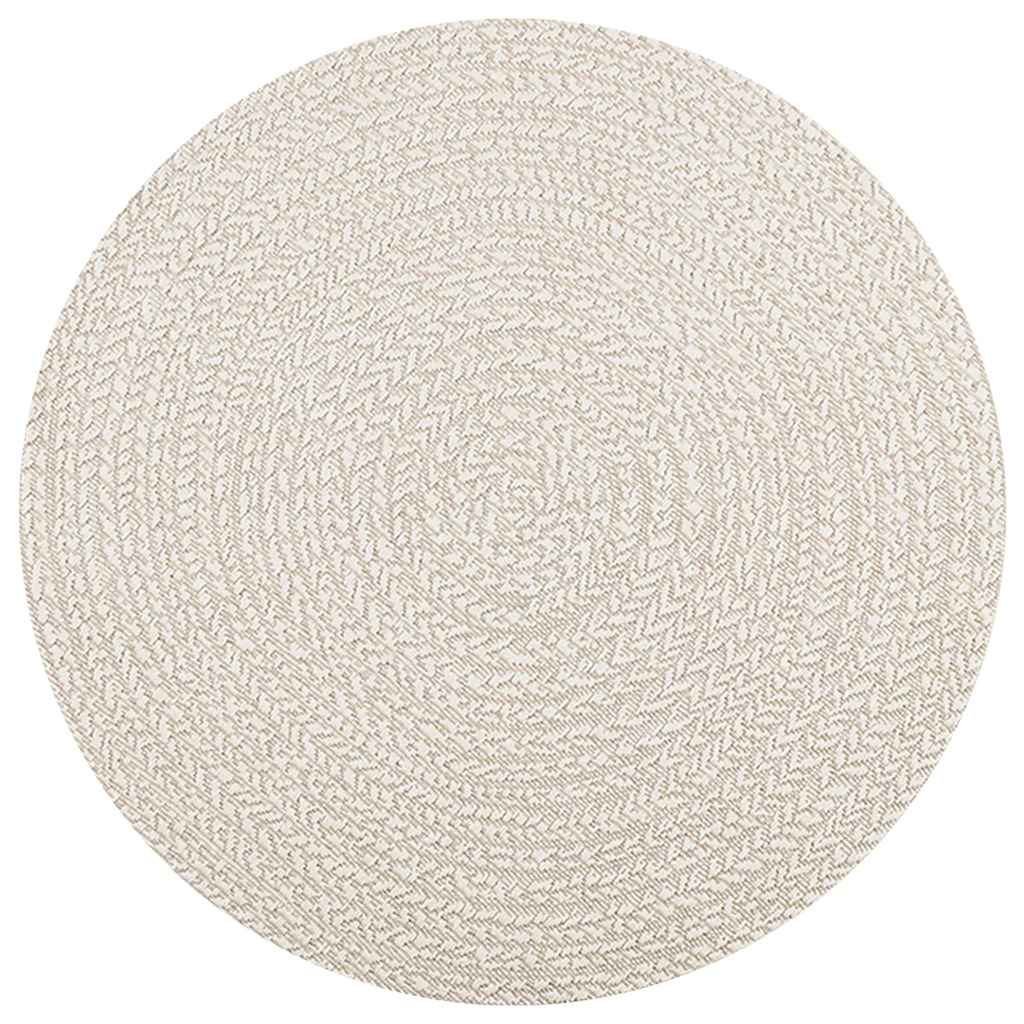 Krema vidaxl preproga Zizur znotraj in zunaj Ø 120 cm jute videz