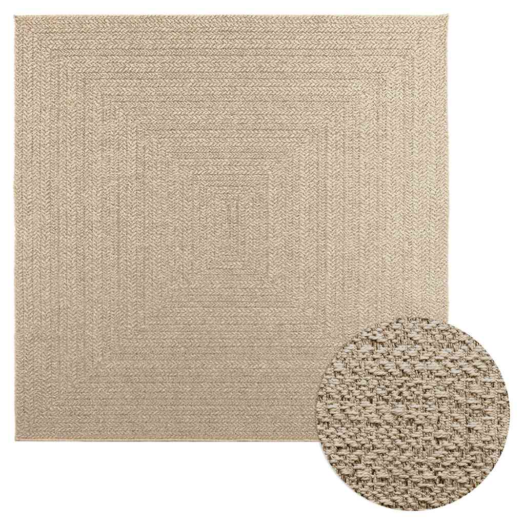Vidaxl rug Zizur Beige Inside and outside 200x200 cm Jute look
