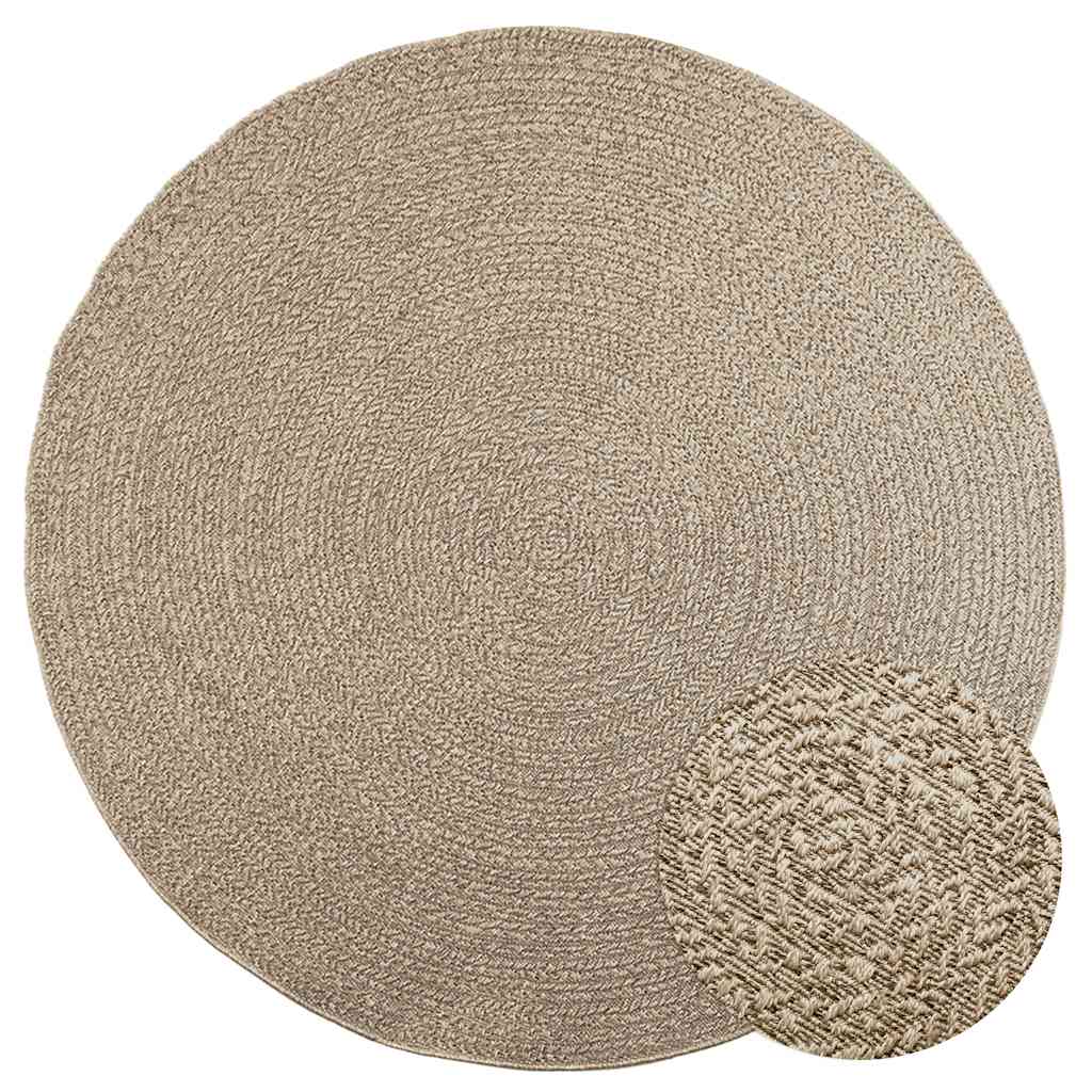 Vidaxl Rug Zizur beige all'interno e all'esterno Ø 200 cm look da iuta