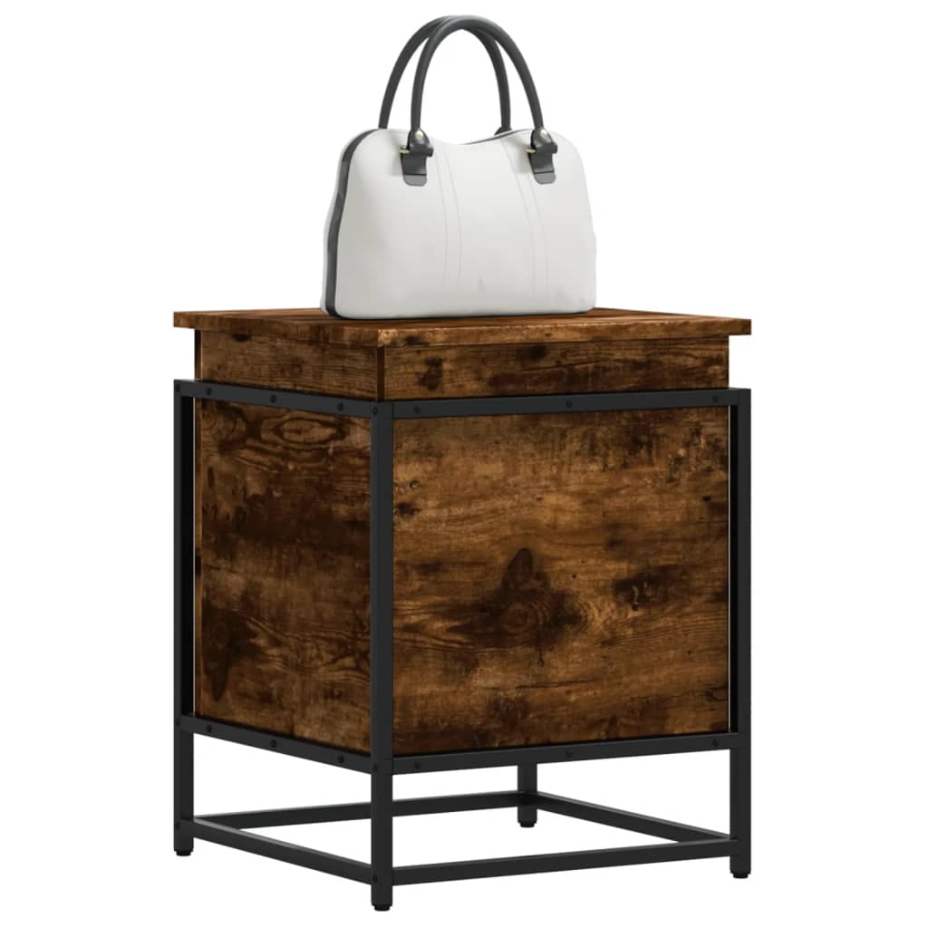 Casella di archiviazione Vidaxl con coperchio 40x40x51.5 cm in legno di rovere affumicato