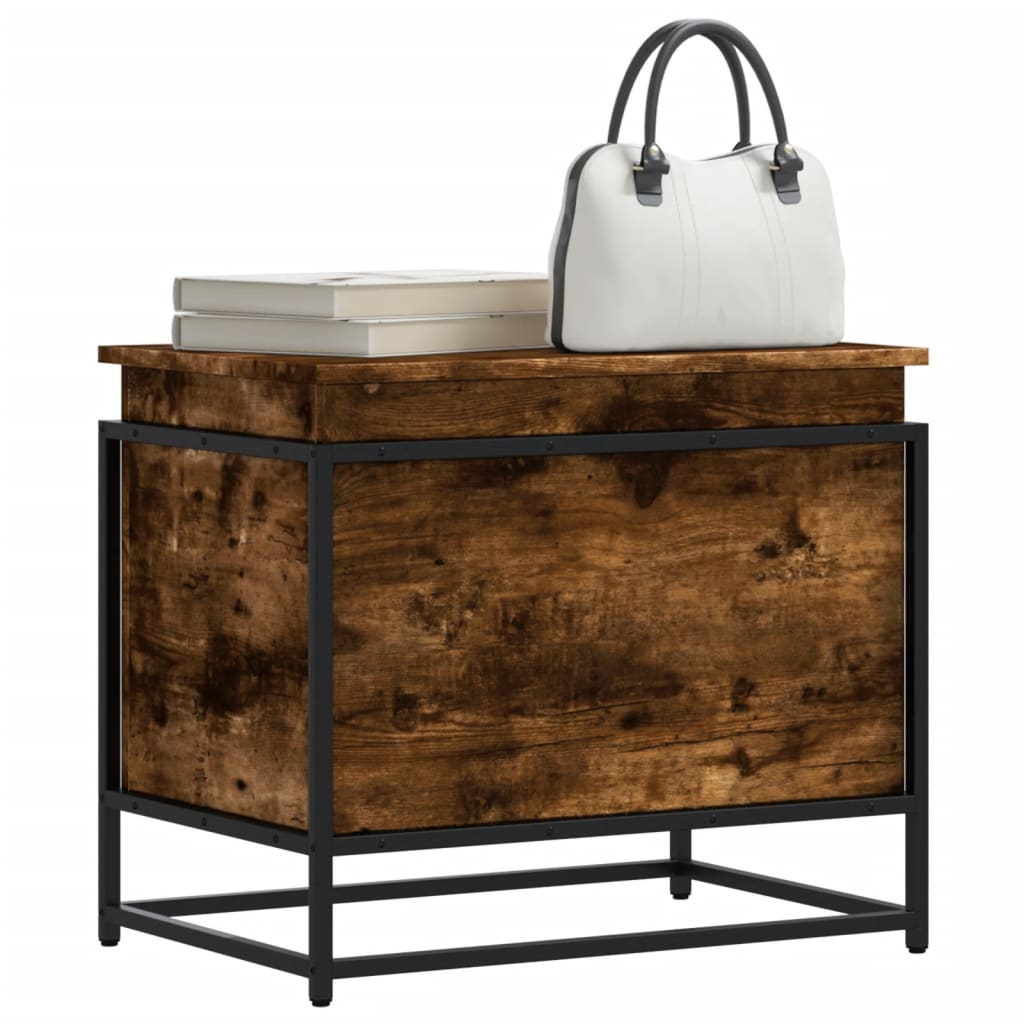 Casella di archiviazione Vidaxl con coperchio 60x40x51.5 cm in legno di quercia affumicata