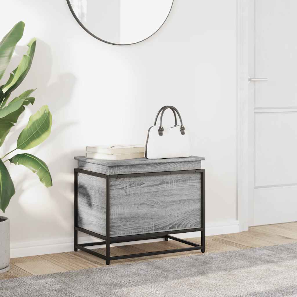 VidaXL Storage box with lid 60x40x51.5 cm processed wood gray sonoma