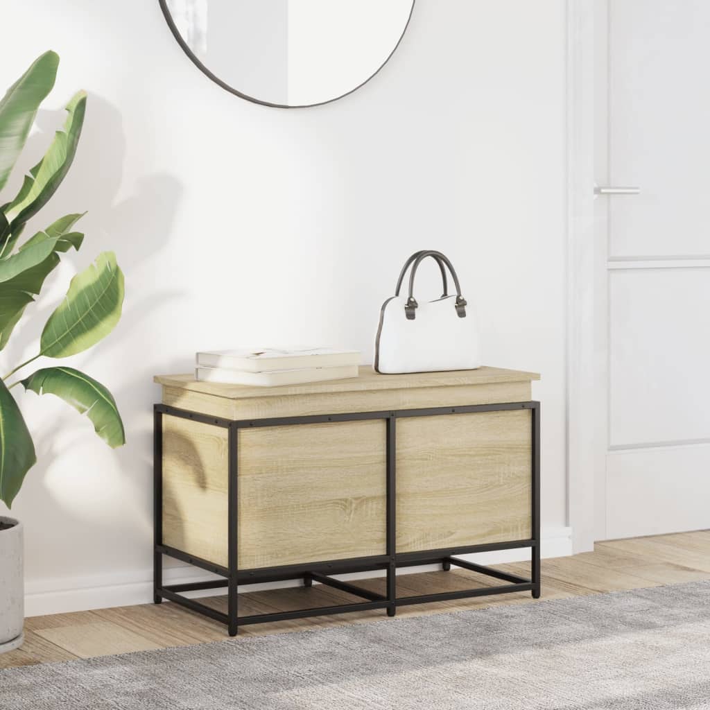 Casella di archiviazione Vidaxl con coperchio 80x40x51.5 cm Oak in legno elaborato
