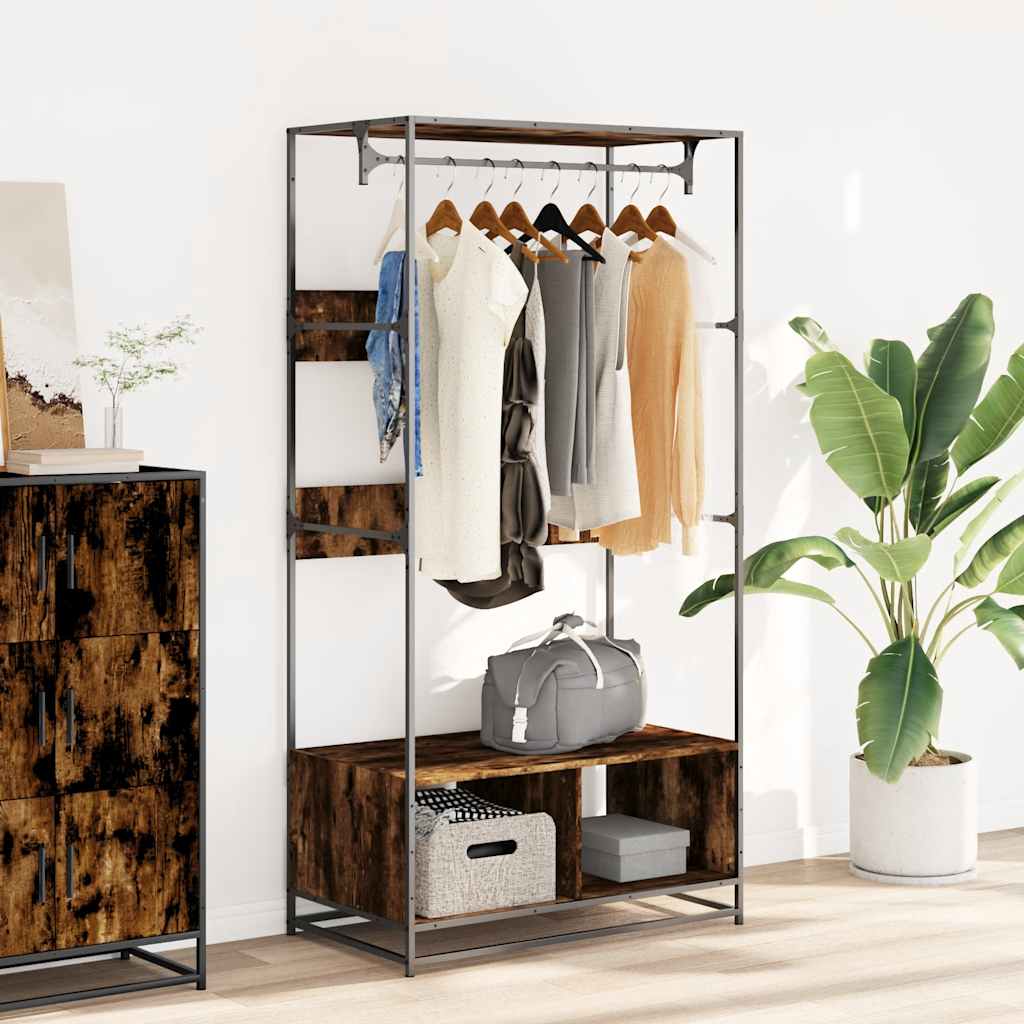 Vidaxl Wardrobe 90x50x180 cm Properted Wood Smoked Oak colored