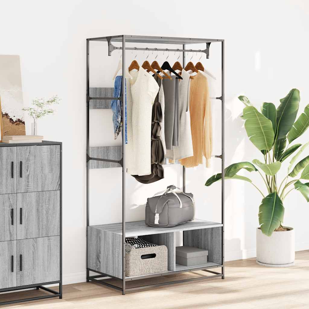 Vidaxl Wardrobe 90x50x180 cm Colore di quercia Sonoma in legno Grey