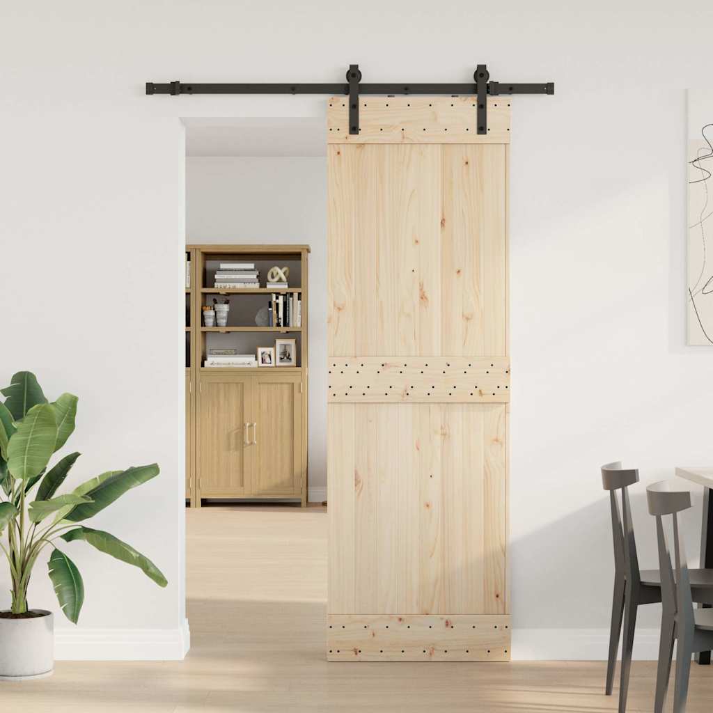 Scatola Vidaxl con parti per porta scorrevole 213,5 cm in acciaio nero