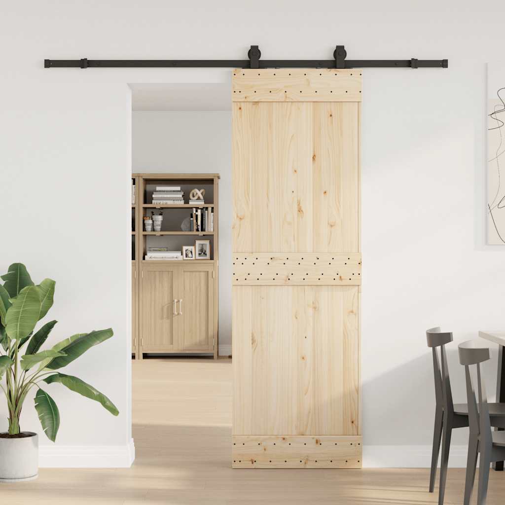 Scatola Vidaxl con parti per porta scorrevole 213 cm in acciaio nero