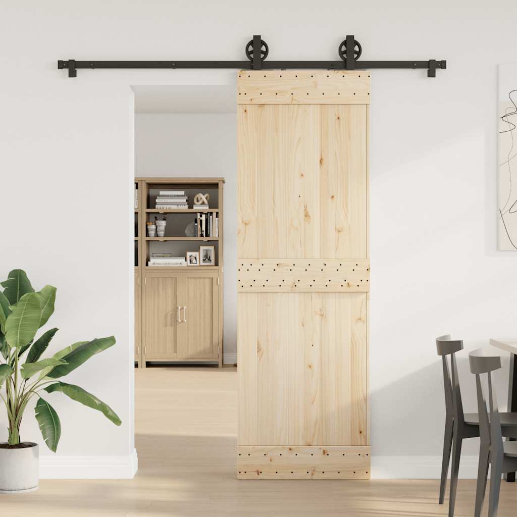 Scatola Vidaxl con parti per porta scorrevole 200 cm in acciaio nero