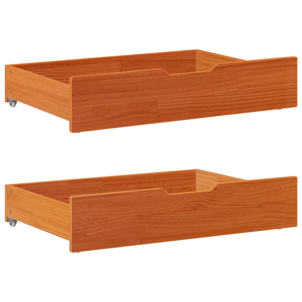 VidaXL Bedlades 2 st 80x55x17 solid pine wax brown