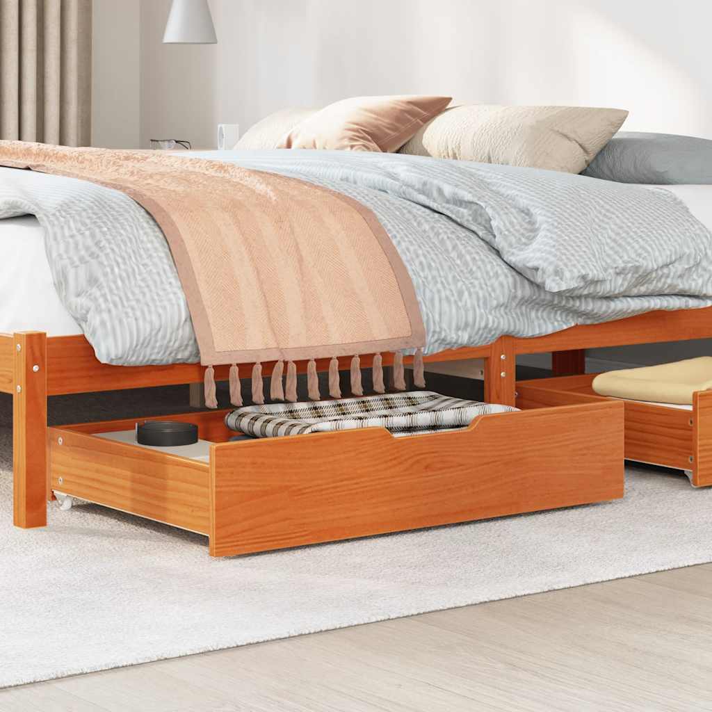 VidaXL Bedlades 2 st 80x55x17 solid pine wax brown