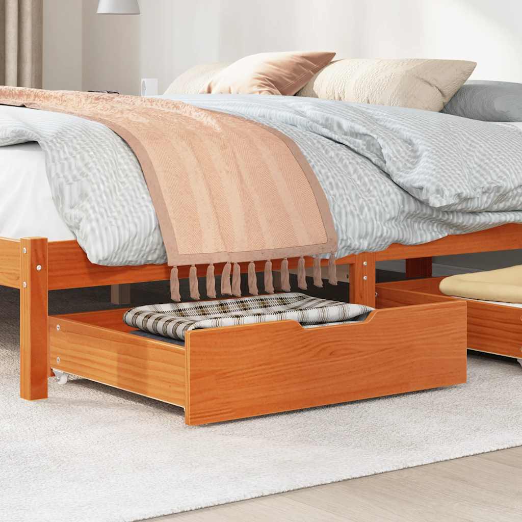 Vidaxl Bedlades 2 PCS 75x55x17 Pevná borovice Wash Brown