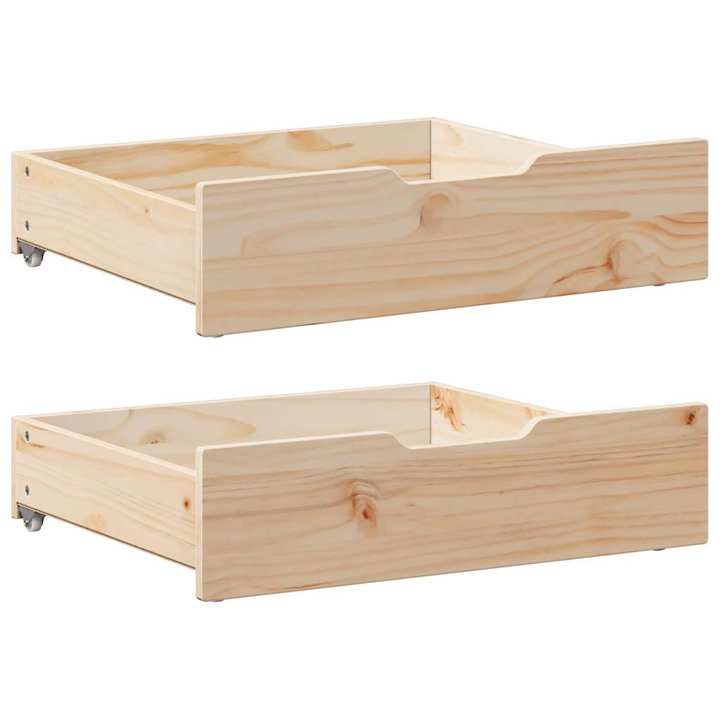 Vidaxl Bedlades 2 st med hjul 65x55x17 cm Solid fyrretræ
