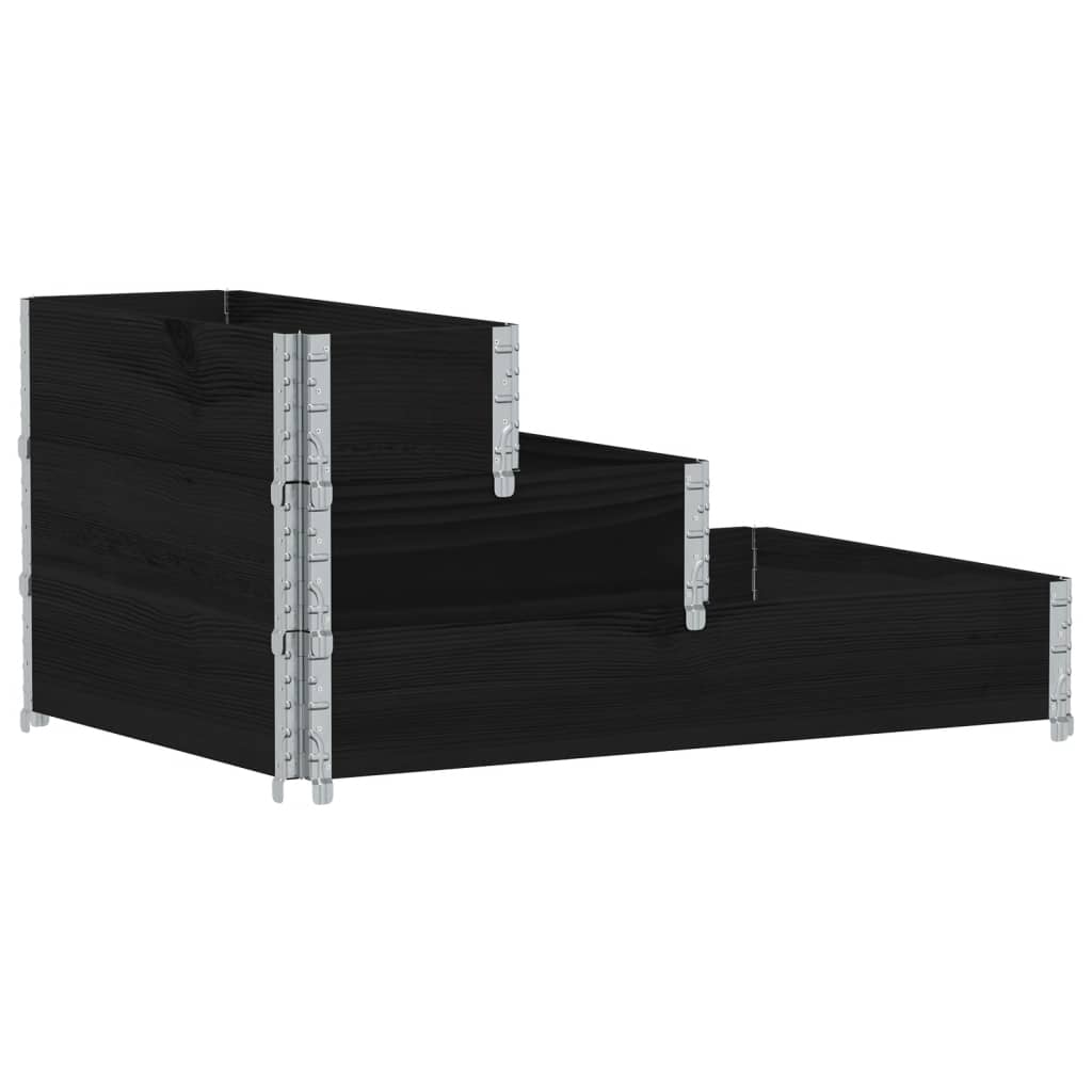 Vidaxl zvednutý květináč 3-vrstva 120x80 cm pevné borovice černé dřevo