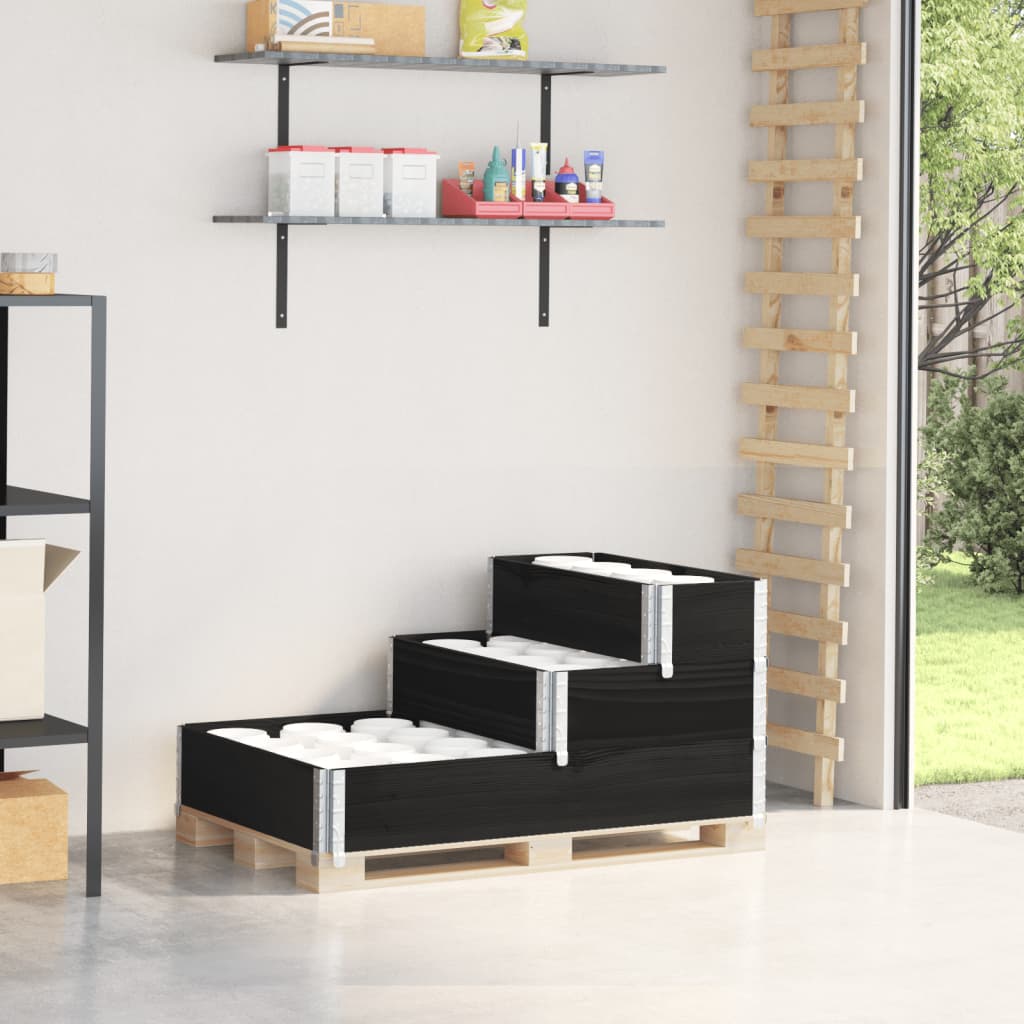 Vidaxl zvednutý květináč 3-vrstva 120x80 cm pevné borovice černé dřevo