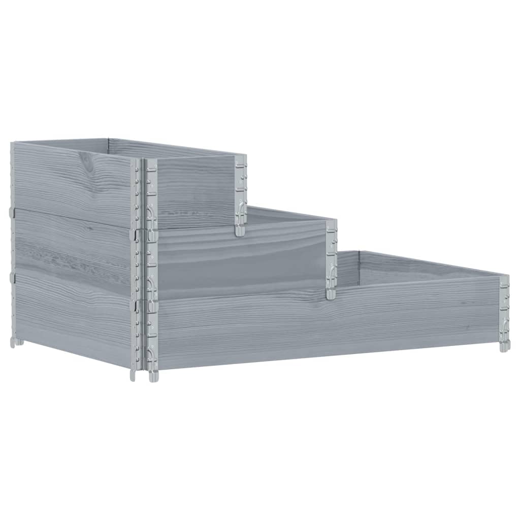 Vidaxl dvignjeni sadilnik 3-sloj 120x80 cm trdni borov siv