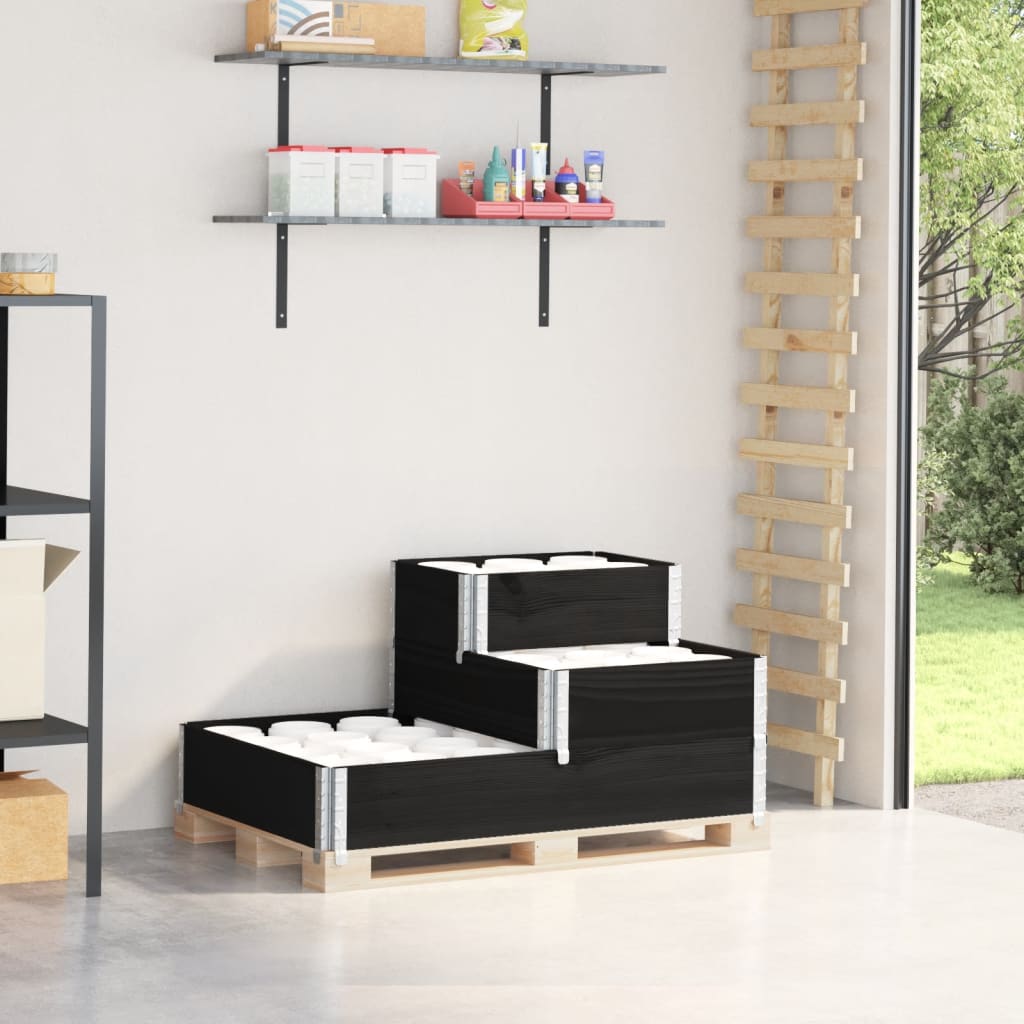 Vidaxl Dvignjen sadilnik 3-sloj 120x80 cm trden borov les črna