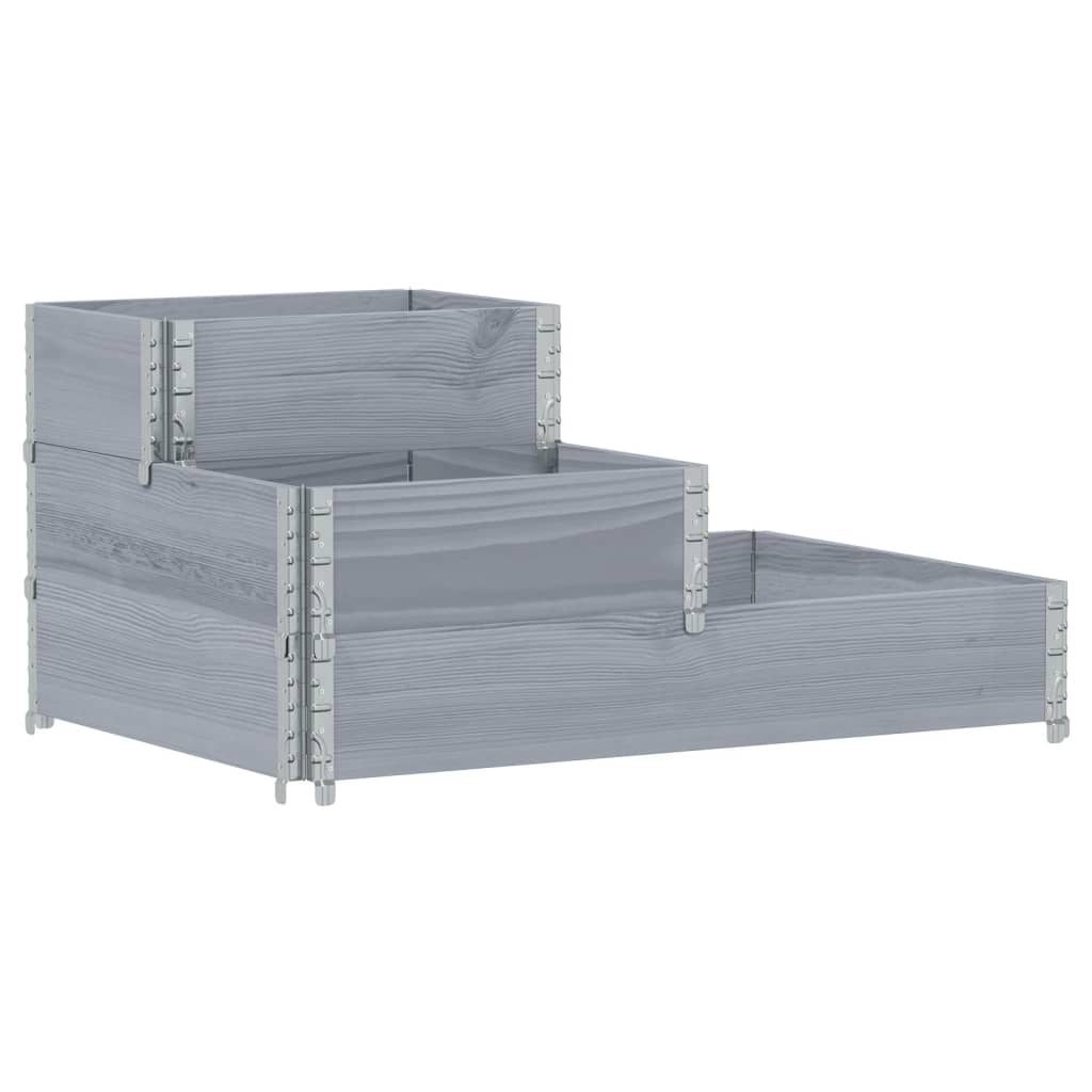 Vidaxl dvignjeni sadilnik 3-sloj 120x80 cm trdni borov siv