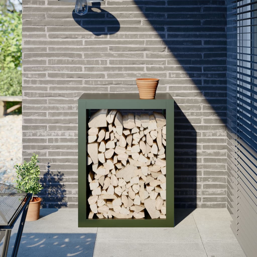 Vidaxl eldstad 60x40x80 cm stålgrön
