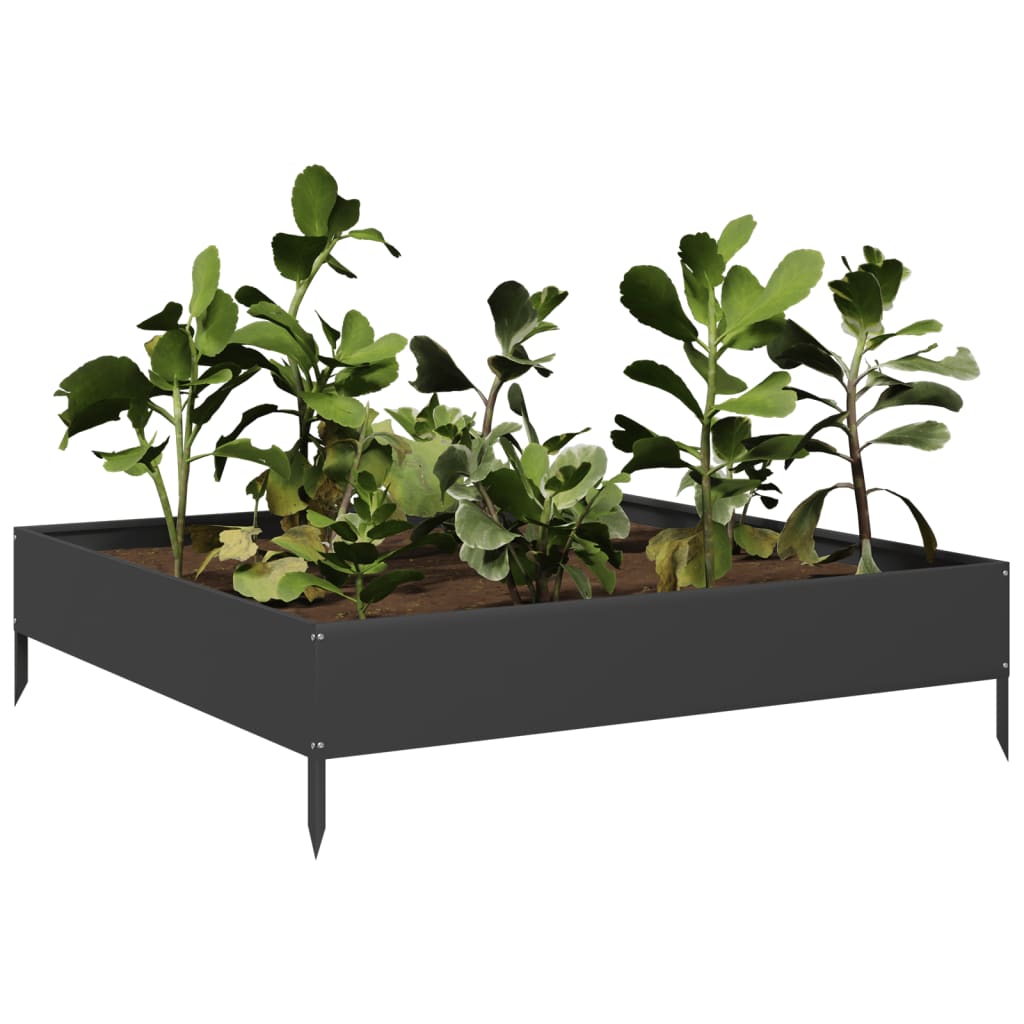 Vidaxl Planter huet 100x100x26 cm Stahl schwaarz opgehuewen