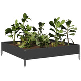 Vidaxl Planter huet 100x100x26 cm Stahl schwaarz opgehuewen